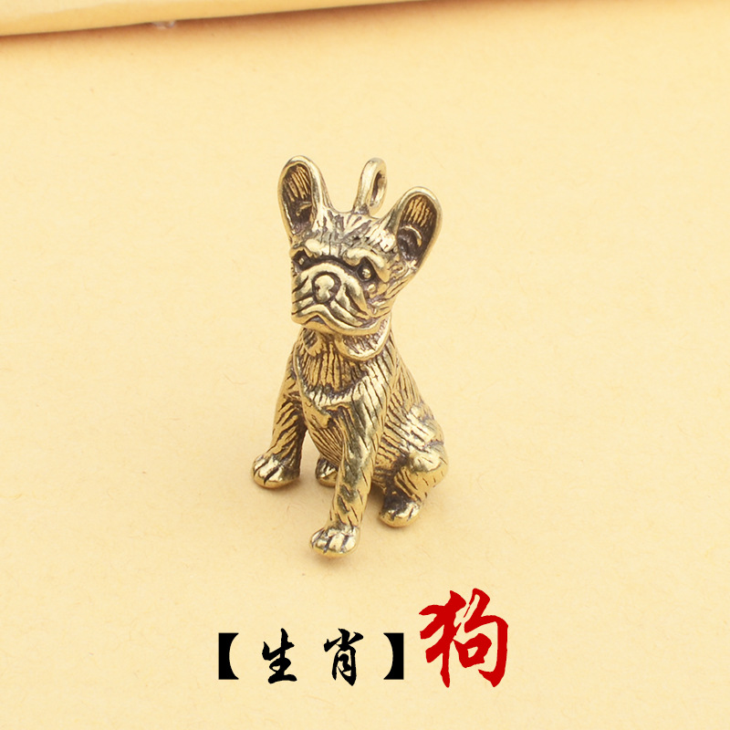 Picture of Three-dimensional Zodiac Brass Zodiac Car Keychain Accessories Copper Birth Year Copper Hanging Ornaments Wholesale