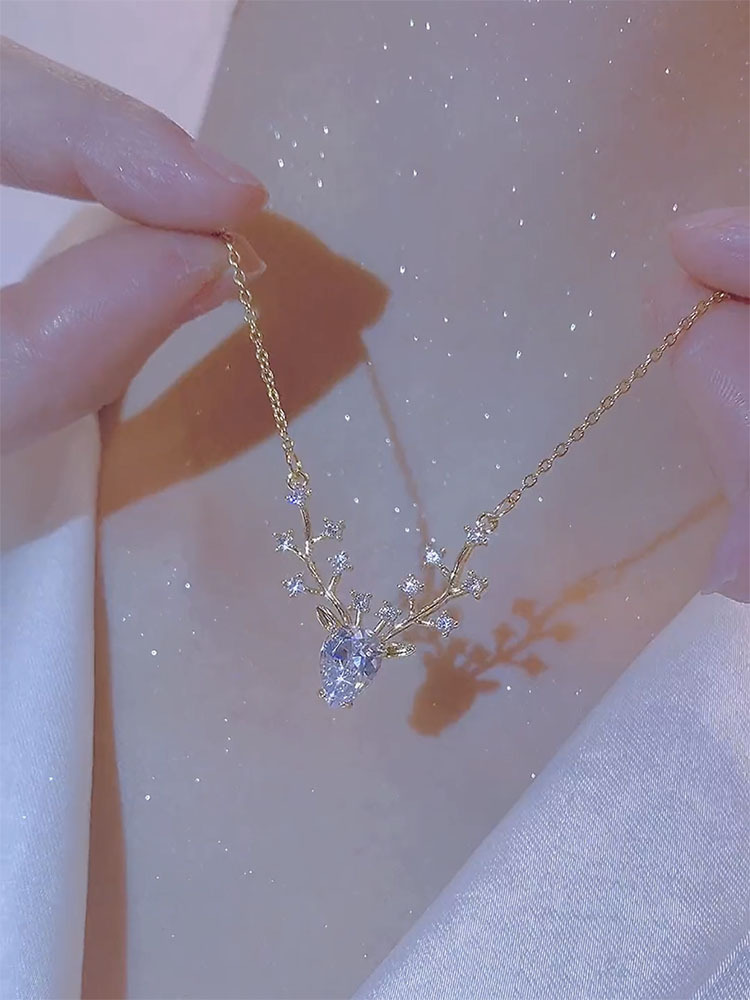 Tiktok same style Little Elk one deer with you pendant necklace women's fashion all-match clavicle chain popular online popular accessories fashion