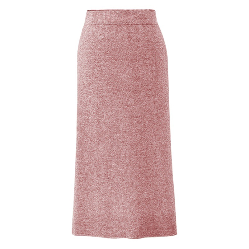 Wool Skirt Women's Autumn and Winter 100kg Knitted Hip Skirt Mid-Length High Waist Large Size Thickeneded Slit One Step Skirt