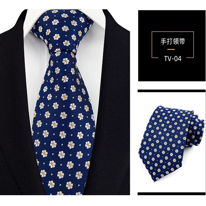 Picture of Men's Tie 8cm Hand Tie Polyester Professional Dress Interview Striped Tie Men's Red Bridegroom Wedding Tie