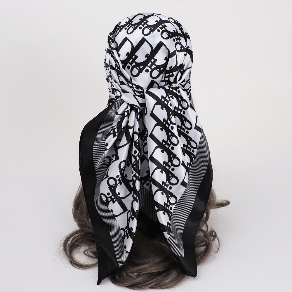 Picture of Simulated Silk Scarf Women's Headscarf 90*90cm Square Scarf Pattern Scarf Shawl European and American Cross-Border Scarf Wholesale