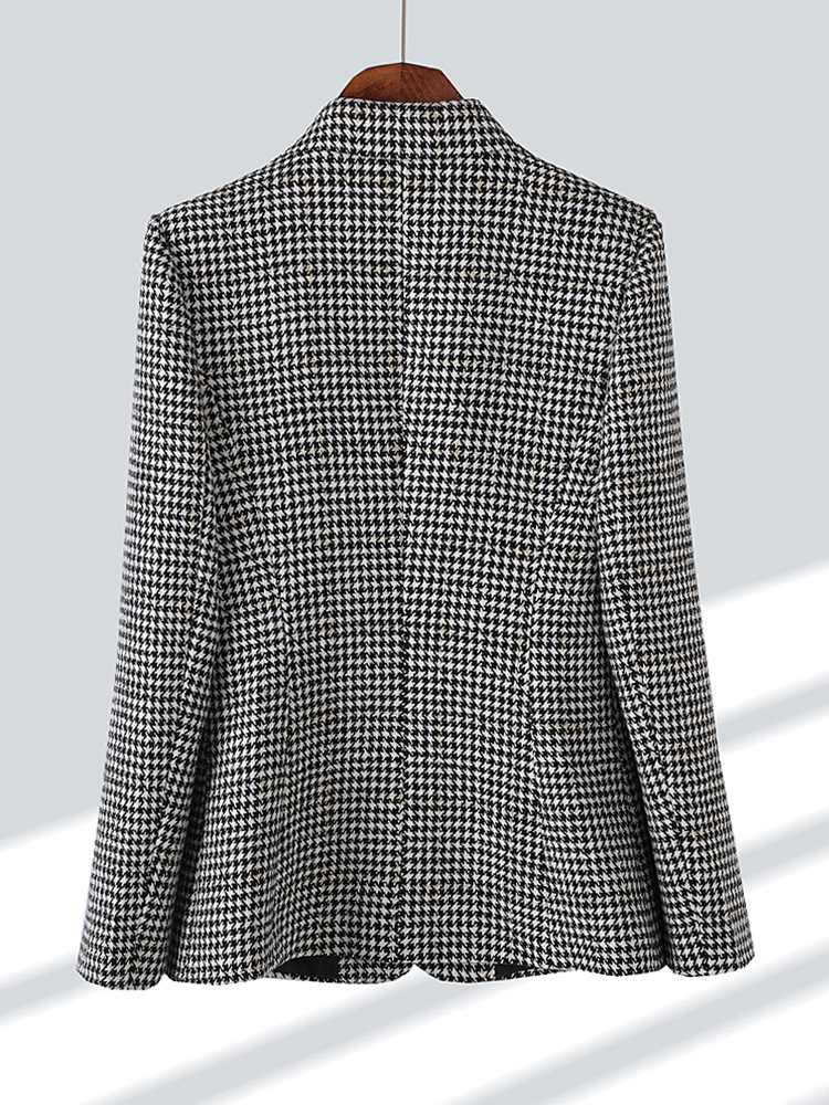 Picture of Plaid High-end brown Small Suit Jacket Women's Spring and Autumn South Korea Retro British-style Casual Korean-style Short Slim-fit