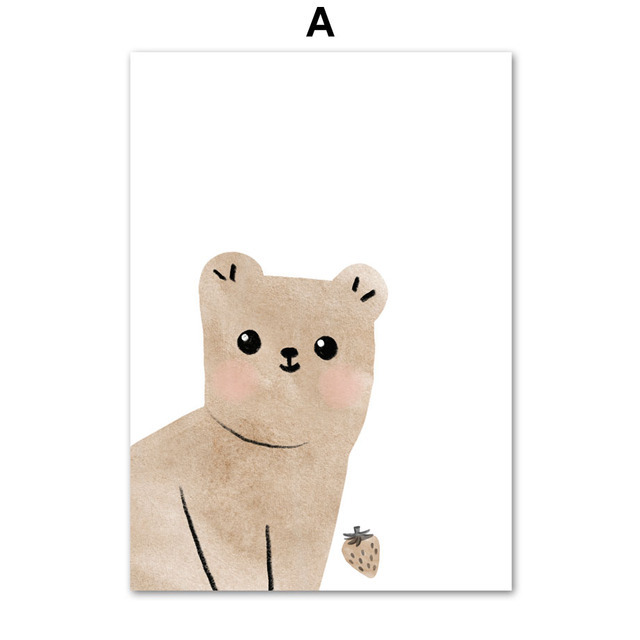 Picture of Amazon Nordic Poster Cartoon Bear Elephant Giraffe Sloth Sun Rainbow Mural Children's Room Decoration Poster