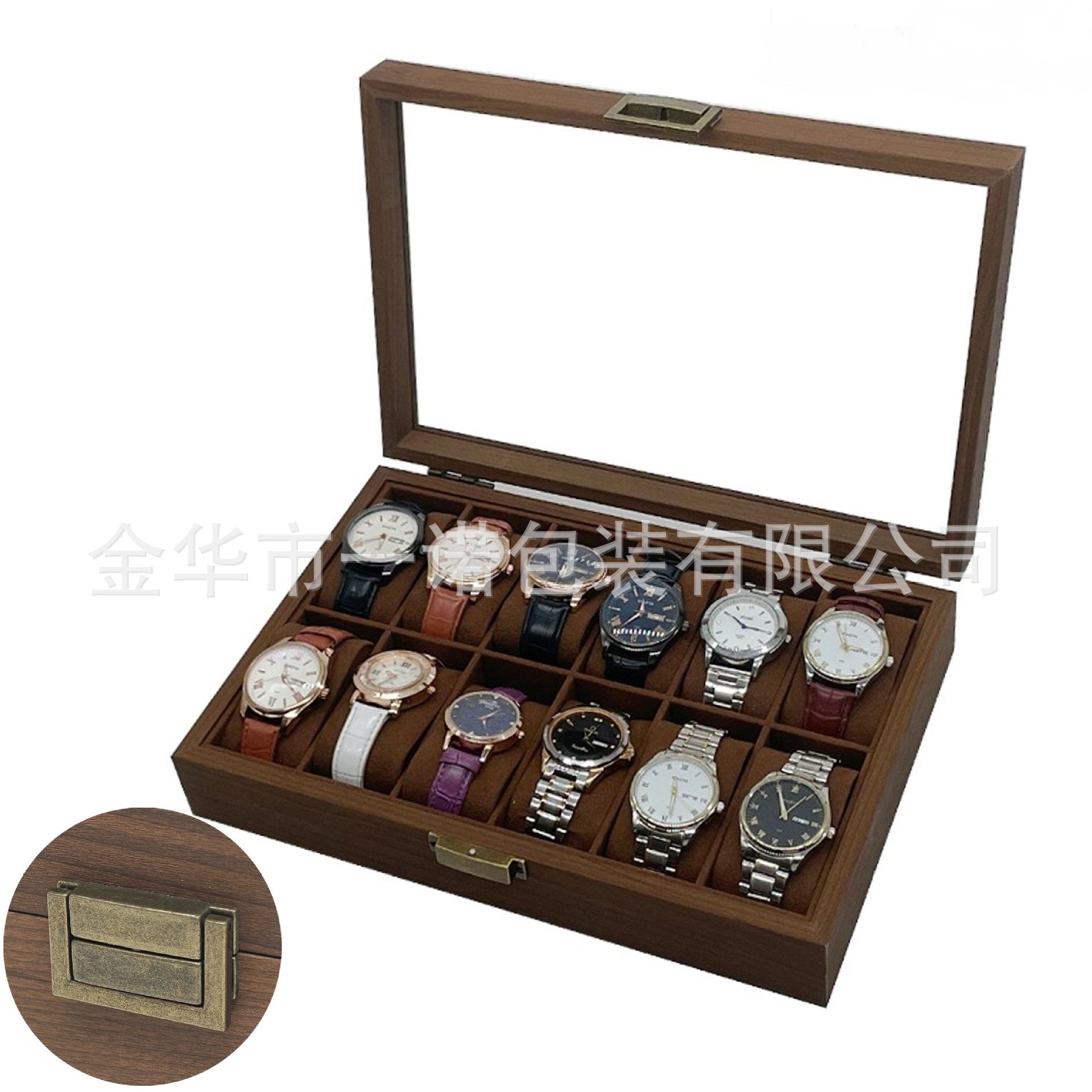[Retro Edition] Spot Wholesale Black Walnut Wooden 12-bit Watch Storage Collection Display Box Packaging Gift Box