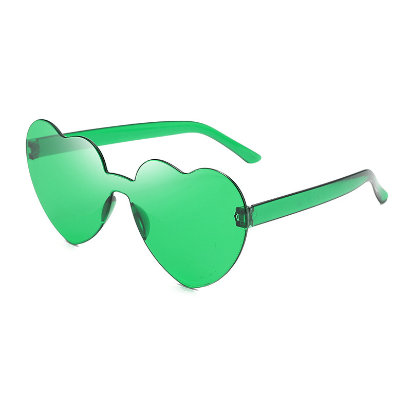 Picture of New love sunglasses jelly color frameless heart-shaped conjoined glasses dazzling color heart sunglasses