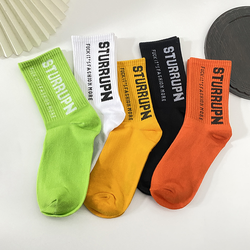 New Spring & Fall Socks for Men and Women, High-Top Letter Mid-Calf Socks, Four-Season Warm Socks, Casual Sports Socks