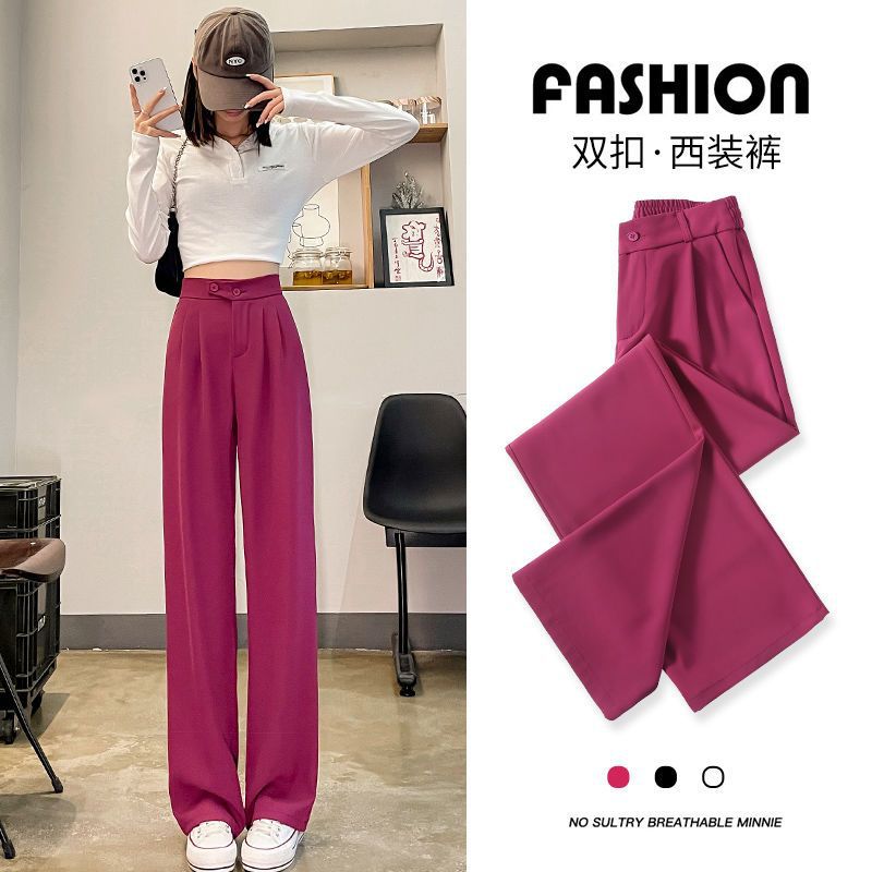 Cross-border Wide-leg Pants Women's Spring and Autumn Small High Waist Dagging Casual Loose Straight Slim-fit Floor-mopping Suit Pants