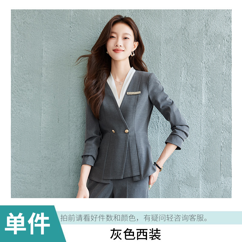 Picture of Black Suit suit Women's Business Wear Foruman Autumn and Winter Temperament Goddess Fan OL Tooling Jewelry Store Front Desk Work Clothes