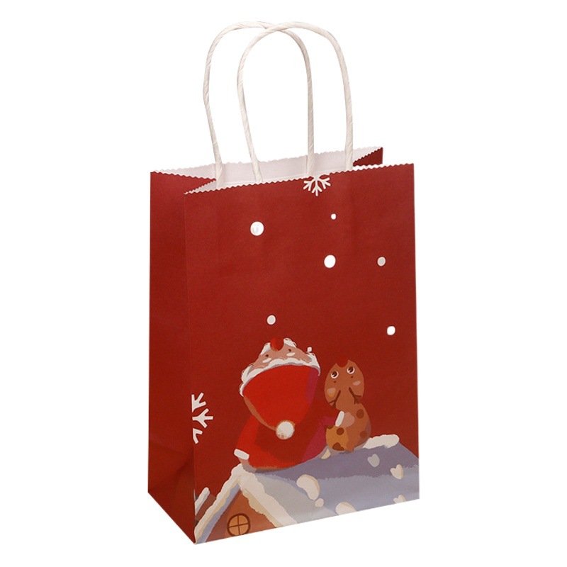 Christmas handbag Kraft paper bag gift bag gift bag Santa Claus Red Apple bag set