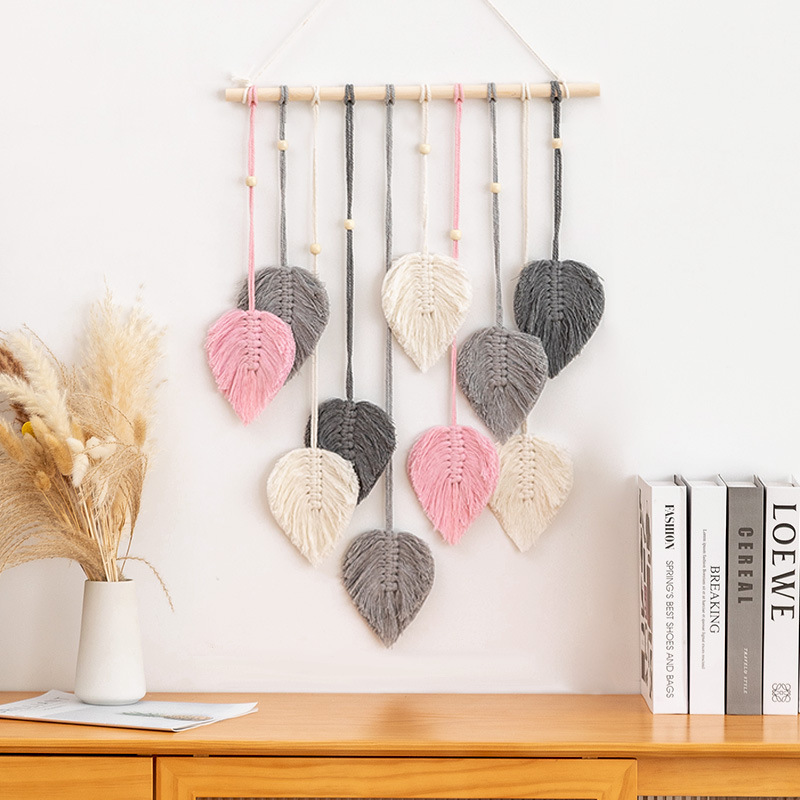 Picture of Cross-border new five-color ten-leaf hand-woven wall hanging leaf tapestry home wall decoration wall decoration