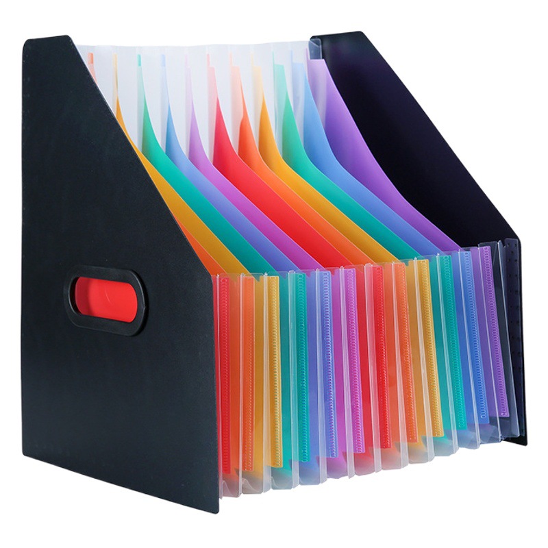 New Vertical Oblique Organ Bag Free Stretch Portable Office Folder Large Capacity Rainbow Inner Page Storage Bag