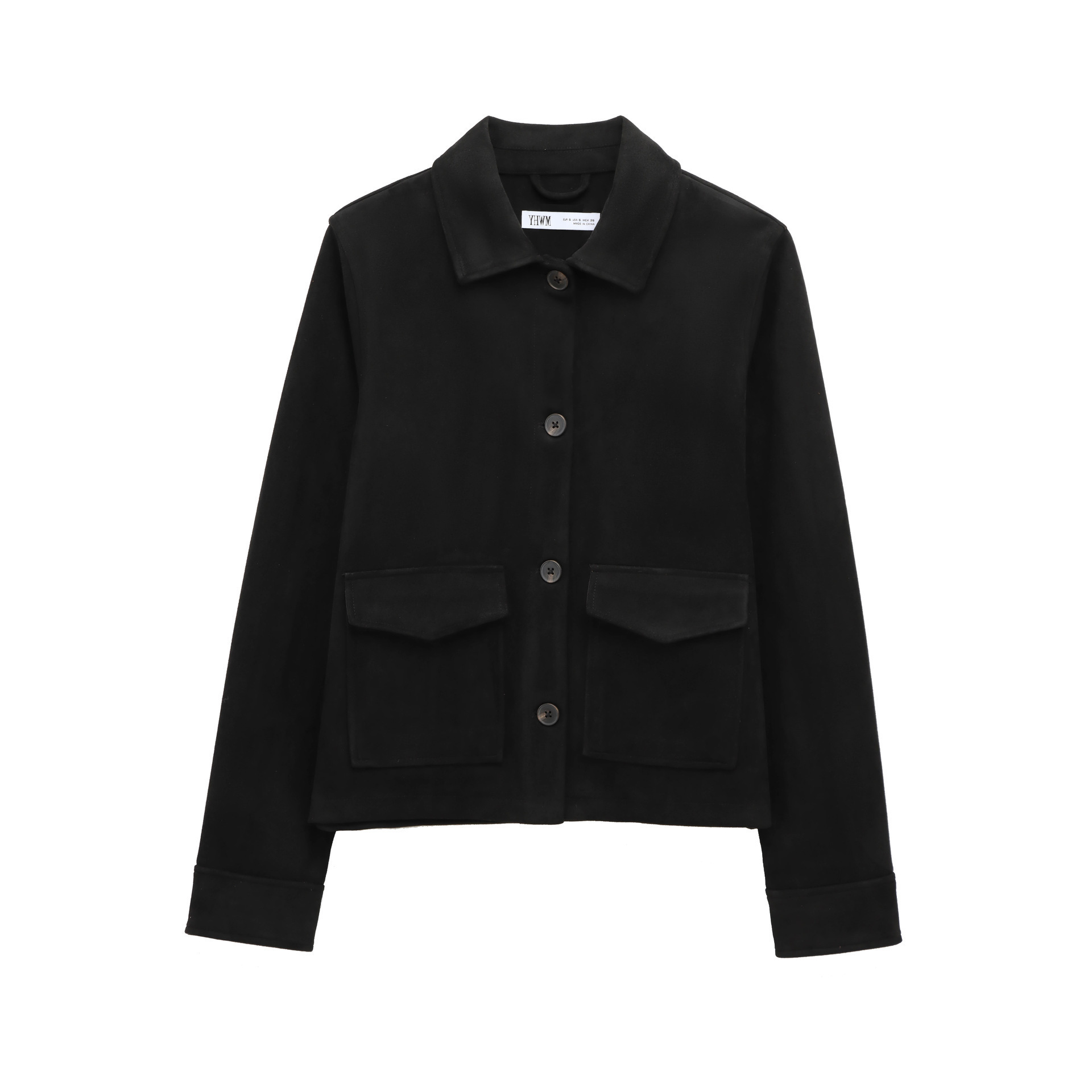Picture of Simple Retro Suede Jacket Simple Retro Double Flap Pocket Pants Suede Jacket Women's Long Sleeve Single Breasted