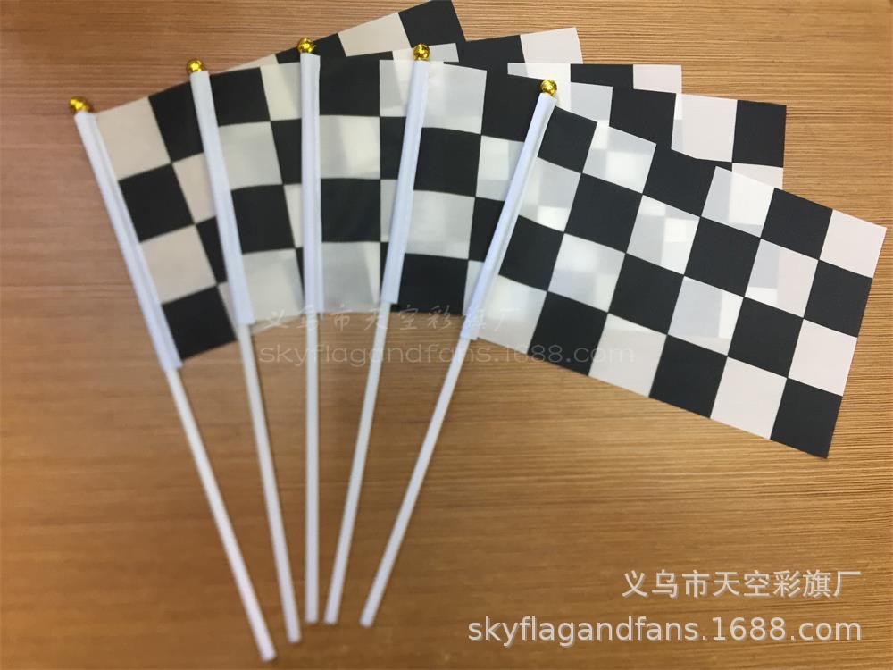 No. 7 20 * 30CM black and white grid racing flag F1 black and white grid racing hand flag racing hand flag in stock