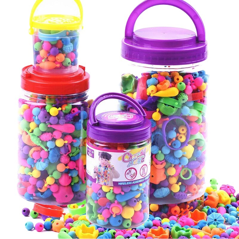 Children's Varied Pop Beaded Toy DIY Handmade Bracelet Necklace Wear Beads Ring Hair Hoop Girls Toy