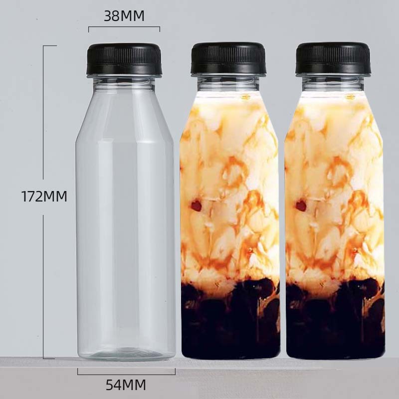 Beverage Bottle Disposable 300ml Plastic Bottle Food Grade Pet Sealed Transparent Takeaway Portable Juice Milk Tea Bottle