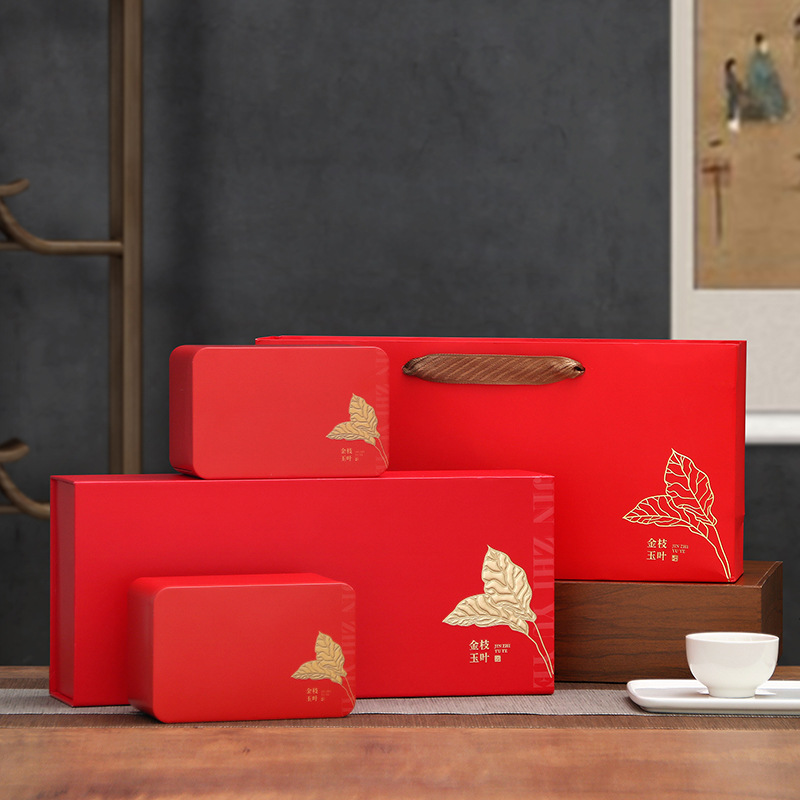 Black Tea Accompanying Gift Tea Packaging Box Empty Gift Box Half Jin Dahongpao Tieguanyin Green Tea Cans Gift Boxes Wholesale