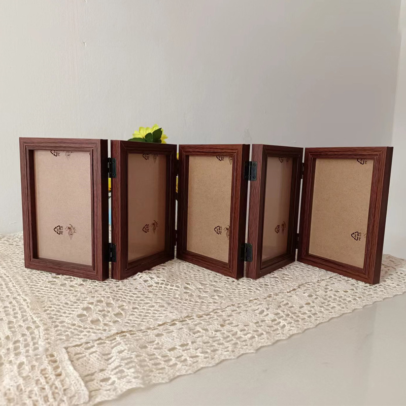 Picture of Creative One-Piece Combination Foldableing Photo Frame Table Two-Part Triple 6-Inch 7inch 8inch Photo Studio Wooden 70% off Photo Frame