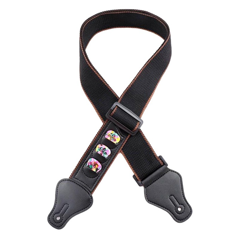 Picture of Amazon's Hot-Selling Black Pure Cotton Guitar Belt, Folk Guitar Popular Strap, Multi-Functional Three-Pull Piece in Stock