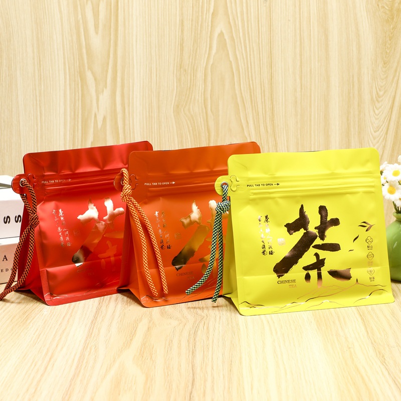 in stock Tea Packaging Bag Sealed Green Tea Black Tea Oolong Tea Lanyard Aluminum Foil Plastic Bag Vacuum Valve Tea Bag