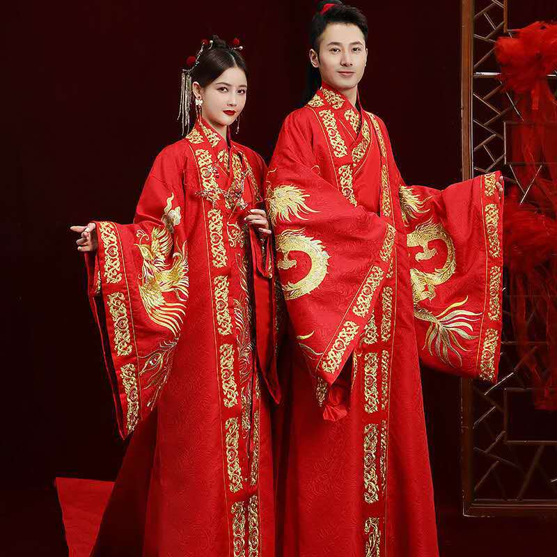 Xindeqi Xiuhe clothing 21 Spring and Autumn new female Jushi satin golden edge wide sleeve couple free size wedding party party