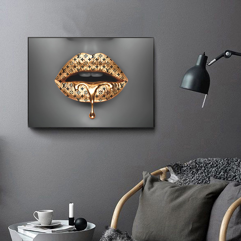 Picture of Foreign Trade Hanging Painting Cross-border Trend Graffiti Lips Decorative Painting Poster Modern Light Luxury Creative Art Oil Canvas Painting Core