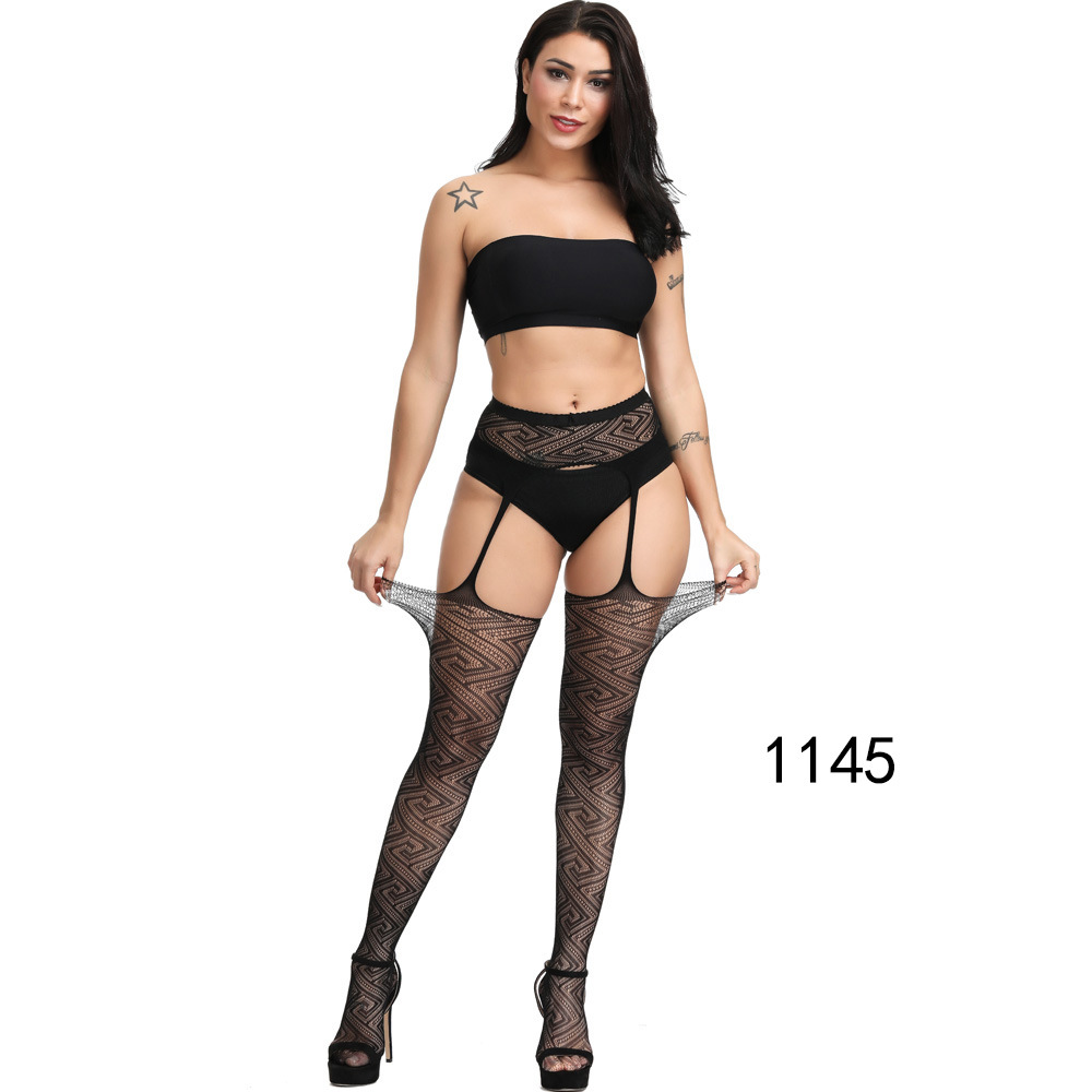 Picture of European and American Original Single Jacquard Garter Fishnet Stockings Sexy Pantyhose Sexy Stockings Summer Anti-Falling Fishnet Stockings Temptation