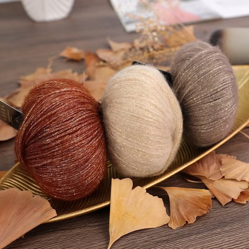 New Glitter Mauhae Bright Silk Wool 25g Hand Knitted Knitted Scarf Gloves Hat Shawl