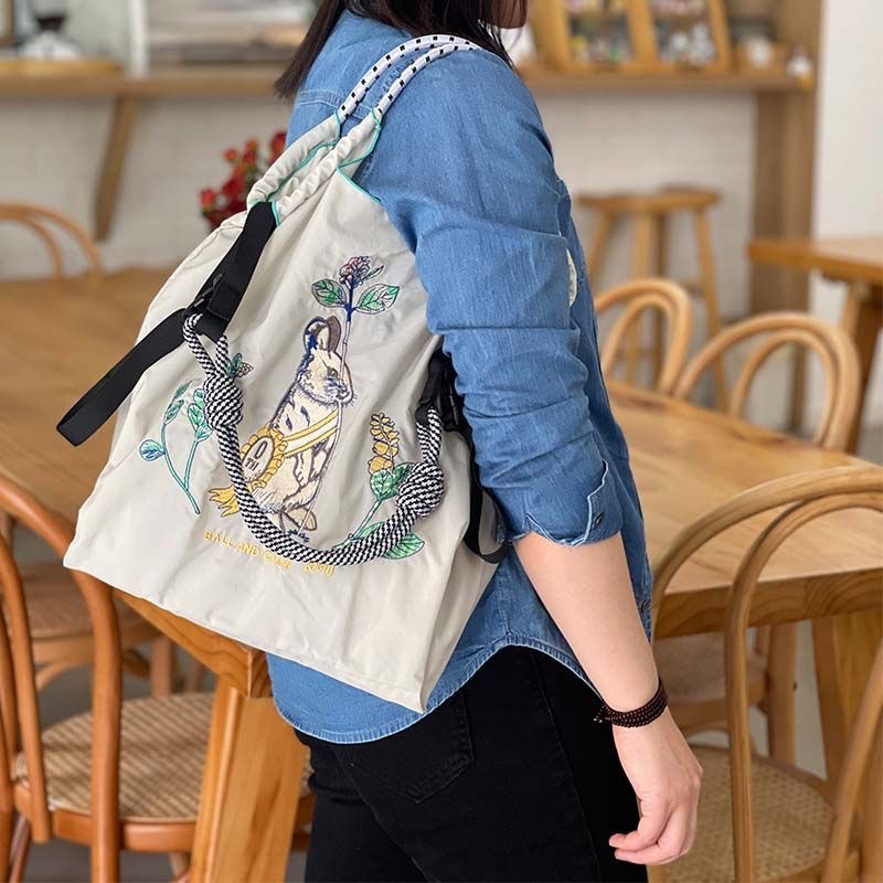 Picture of Japanese homemade ball chain eco-friendly shopping bag nylon embroidered hand canvas bag nylon shopping bag
