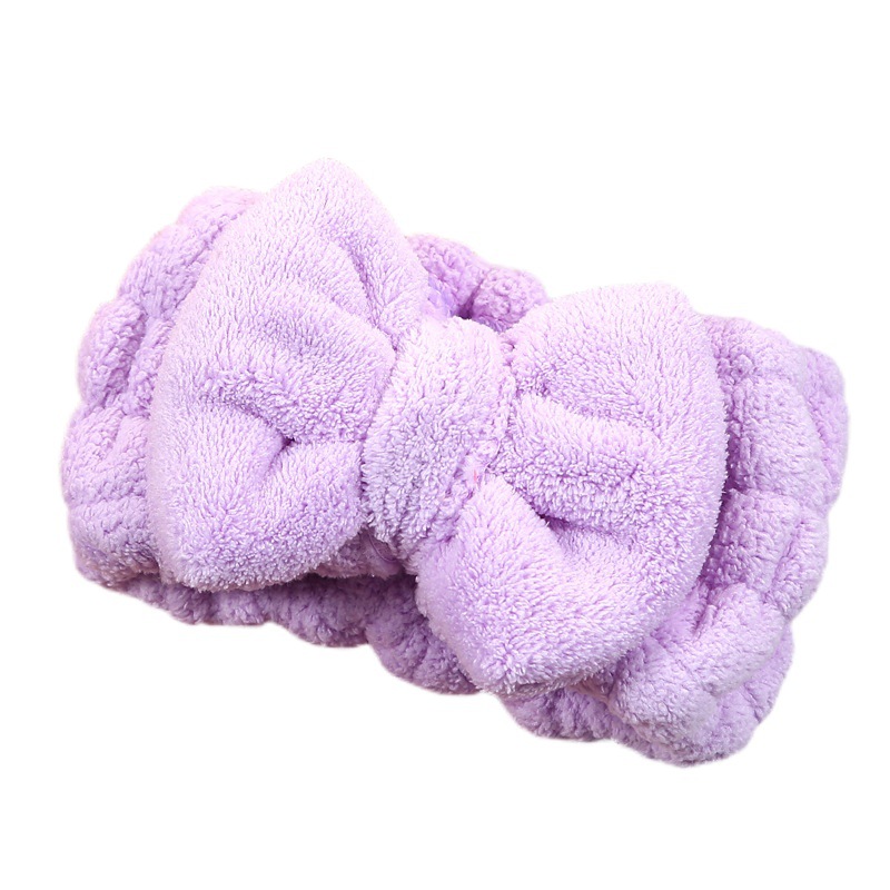 Internet Celebrous Coral Fleece Bow Plush Hair Band Girl's Heart Wash Face Apply Mask Solid Color Bundle Hair Ring