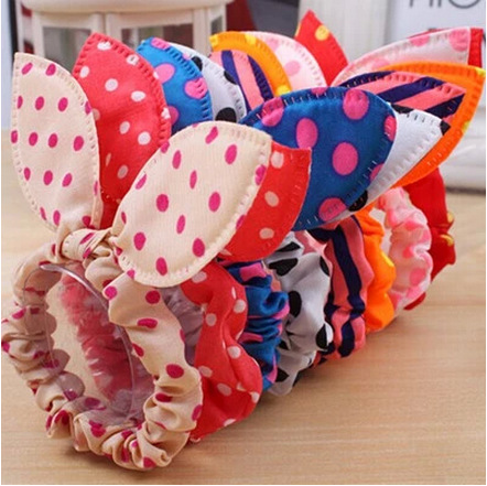 Wholesale Korean Style Rabbit Ears Hair Band Headband Bow Hair Band Polka Dot Rabbit Ears Hair Accessories 2 Yuan Store Jewelry Gifts