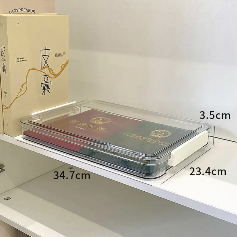 Picture of Paper storage and organizing artifact large capacity transparent plastic household registration book junior high school graduation certificate a4 file storage box