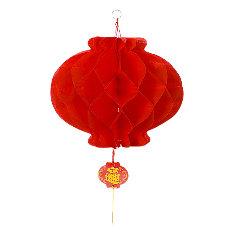 Picture of Factory wholesale plastic paper red lanterns wedding celebration Spring Festival red lanterns safe lights shopping mall decoration New Year advertising