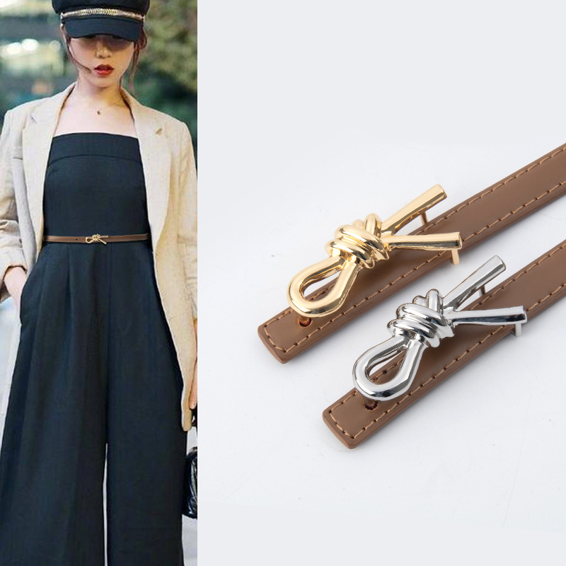 Guangzhou Rhododendron Genuine Leather Women's Belt Cowhide with Casual Pants Decorative Thin Belt Trouser Belt Cross-border Hair