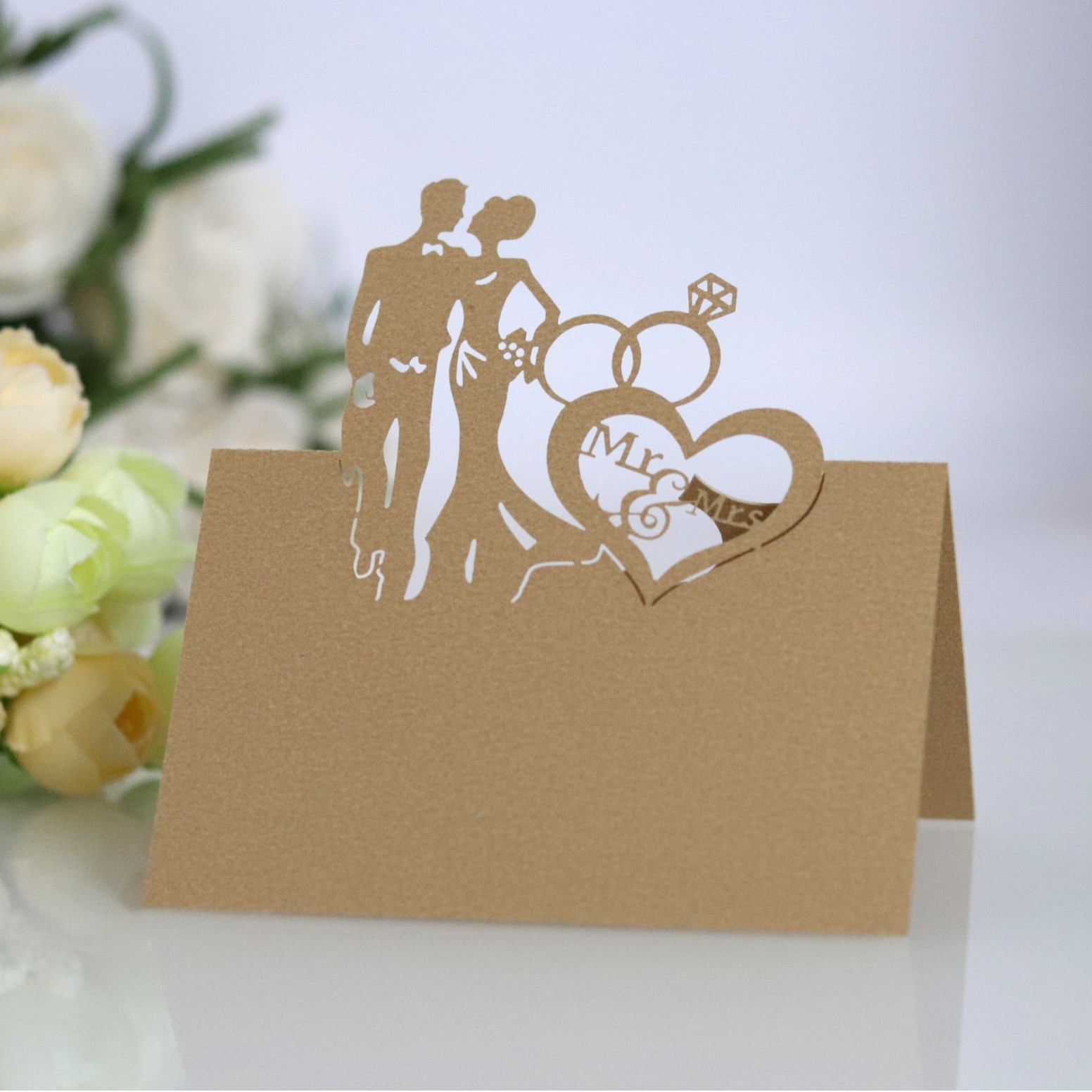 Picture of Hollow wedding banquet layout pink love wedding seat card bride bride decoration table card spot wholesale