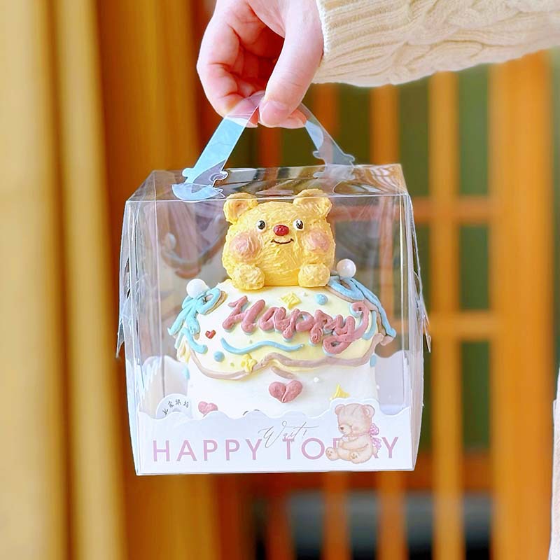 Four-inch 4-inch transparent one-piece cake box 4/5/6-layer plus Mu Si West Point box dessert one-piece packaging box