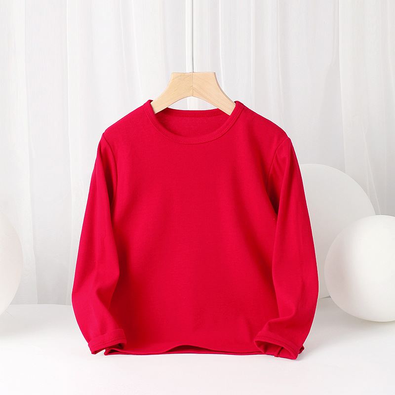 Picture of Spring and autumn children's clothing Korean new boys bottoming shirt girls cotton stretch solid color long sleeve children's T-shirt wholesale