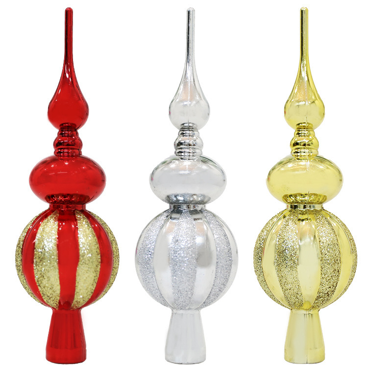 Plastic electroplated gourd tree top decoration props cross-border supply wholesale Christmas decoration props Christmas tree top star