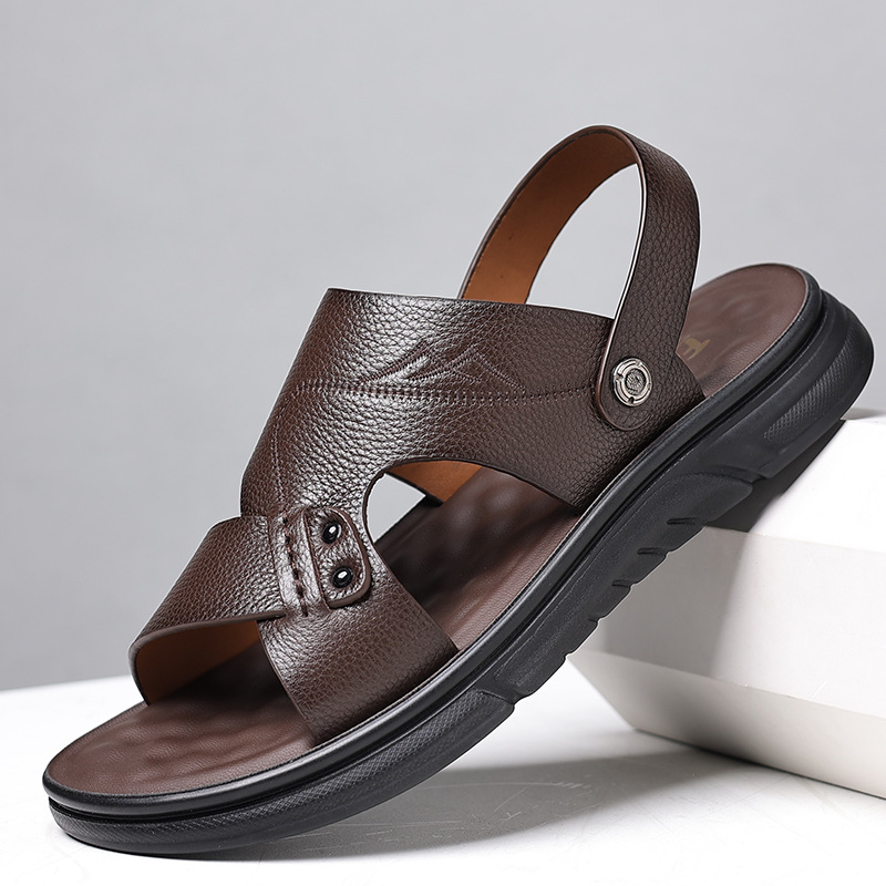Sandals Men's 2025 New Summer Casual Genuine Leather Men's Sandals Top Layer Cowhide Beach Men's Shoes Factory Outlet