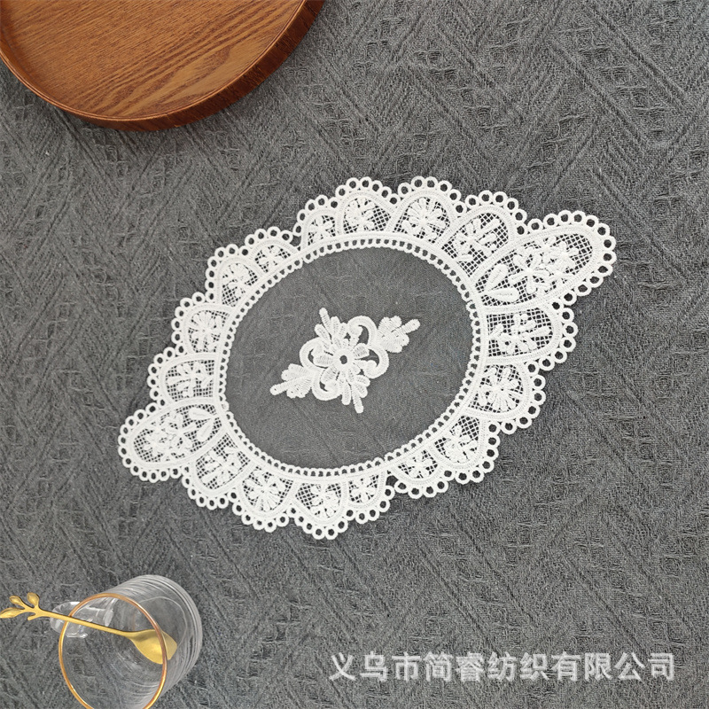 Picture of Coaster European-style Diamond Embroidered Hollow Table Mat Household Plate Bowl Mat Ornaments Fabric Mesh Decorative Mat