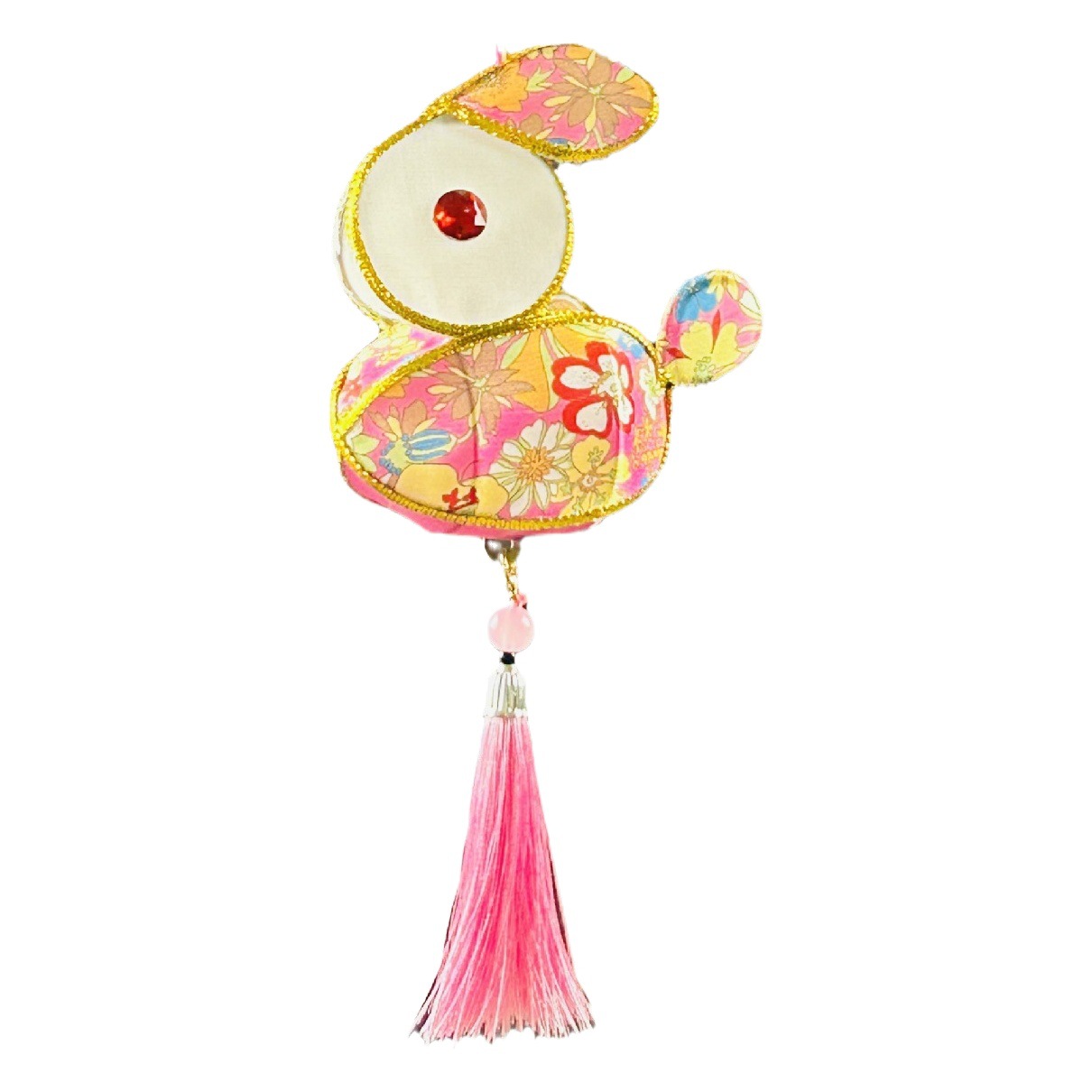 Picture of Traditional Handmade Lanterns for Spring Festival Lantern Festival Portable Iron Silk Cloth Luminous Mini Rabbit Lantern
