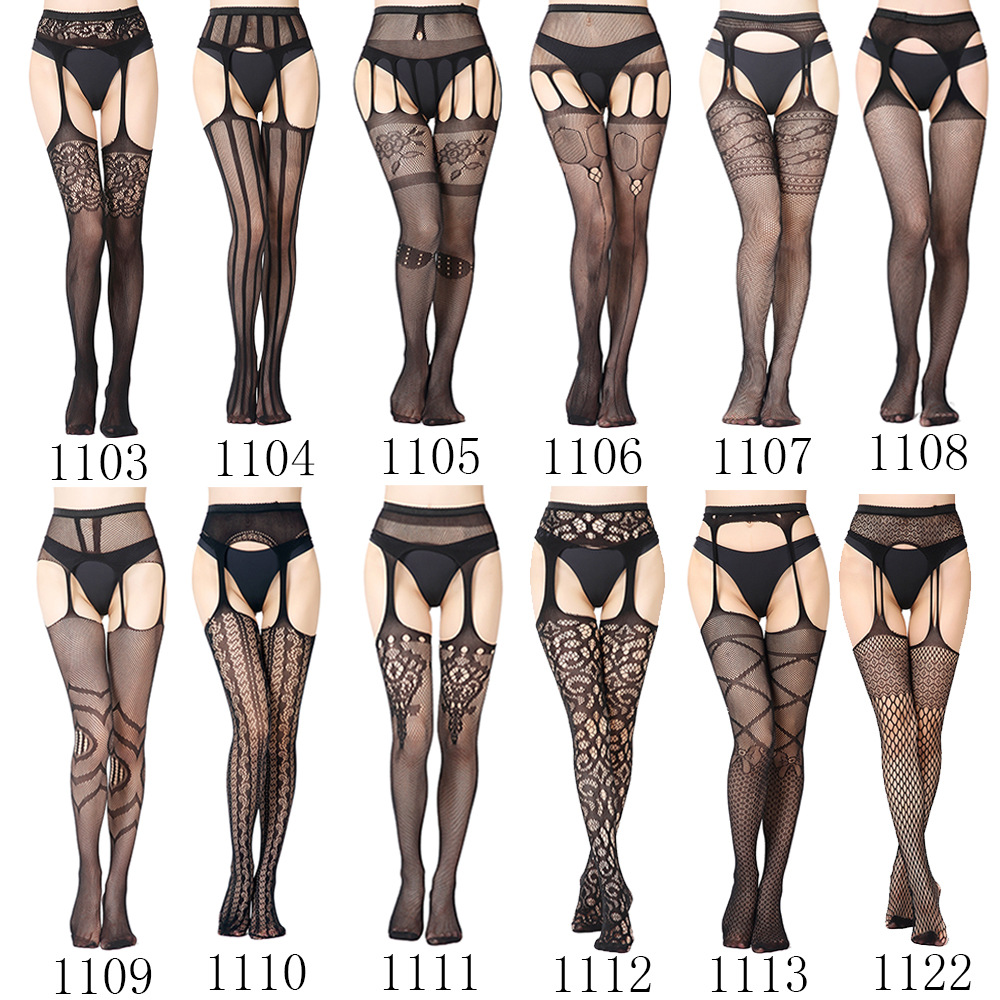 Picture of European and American Original Single Jacquard Garter Fishnet Stockings Sexy Pantyhose Sexy Stockings Summer Anti-Falling Fishnet Stockings Temptation