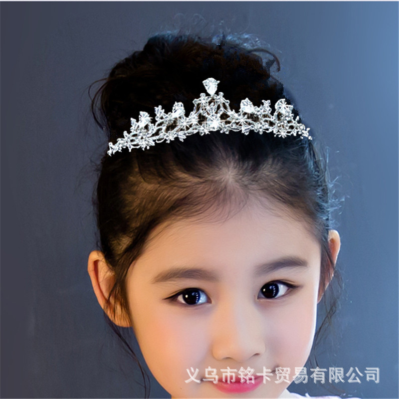 Picture of Children's performance flower girl wedding bridesmaid bride tiara pearl headband Crown children handmade headband performance festival