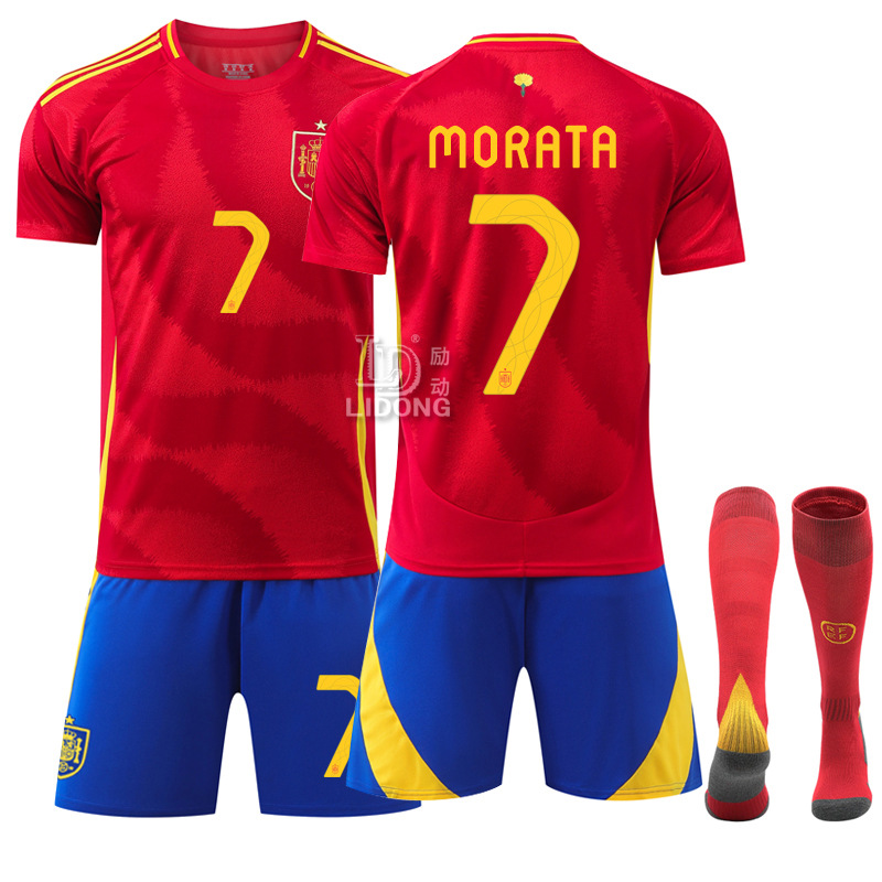 2024 Spain Home European Cup Football Jersey No.7 Morata 19 Yamal 17 Nico Cross Border