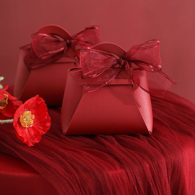 Wholesale Leather Wedding Candy Boxes, Creative Gift Bags, High-End Wedding Special Candy Handbags, Wedding Handmade Gifts