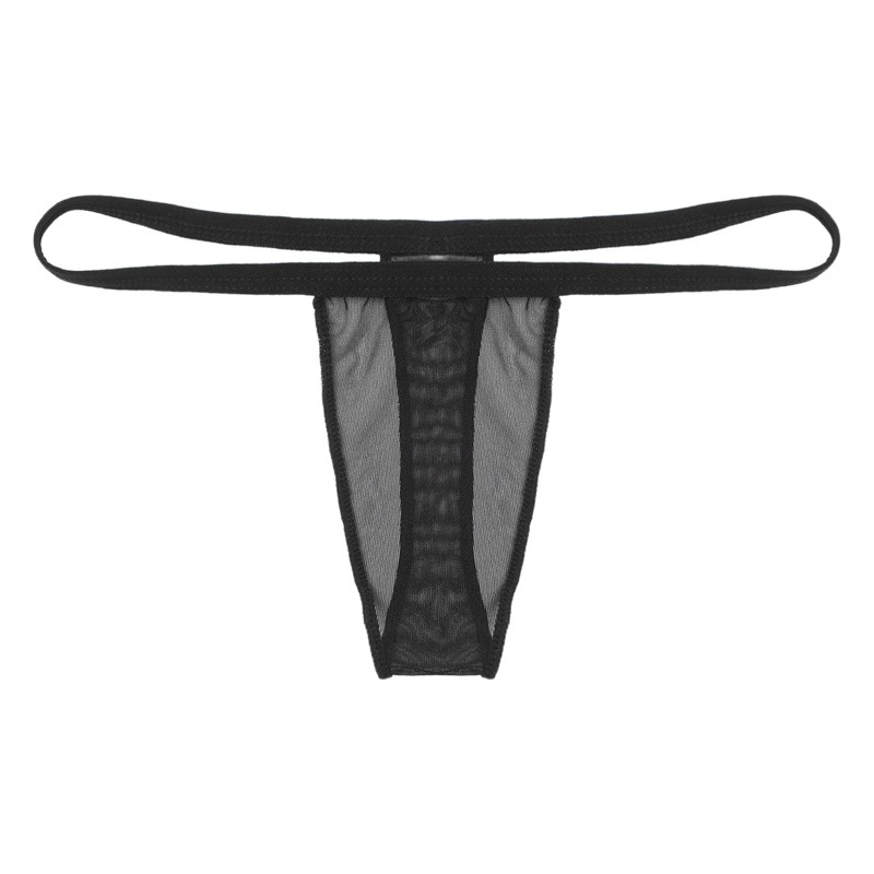 Men's thong sexy underwear high elastic thin mesh soft transparent breathable sexy seamless men's T pants thin strap