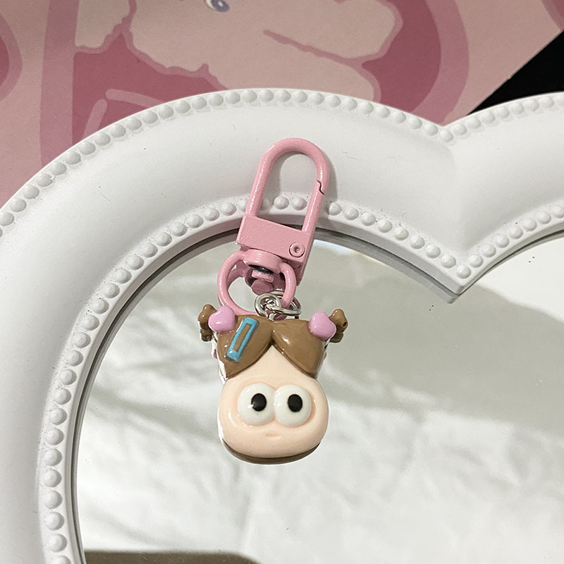 Picture of Ugly cute cartoon fried potato keychain big mouth monster pendant schoolbag pencil case Student girl heart ornaments