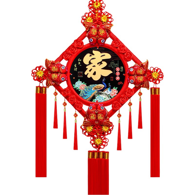 Chinese knot mahogany pendant high-grade mahogany Chinese knot hanging decoration living room background wall porch Chinese style entrance door decoration