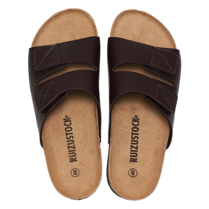 RUIZUSTOCK Spring and Summer New Men's Cork Slippers Korean Men's Sandals and Slippers Velcro Beach Shoes