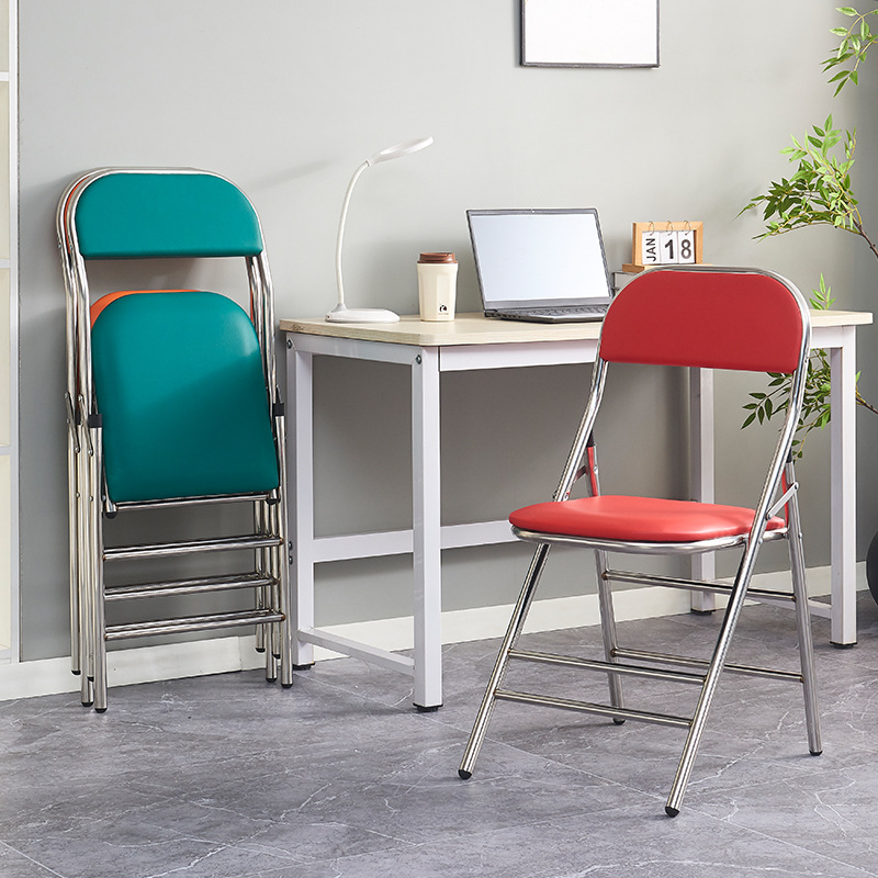 Simple modern stainless steel folding chair back chair training chair restaurant chair outdoor lounge chair Internet celebrity restaurant chair