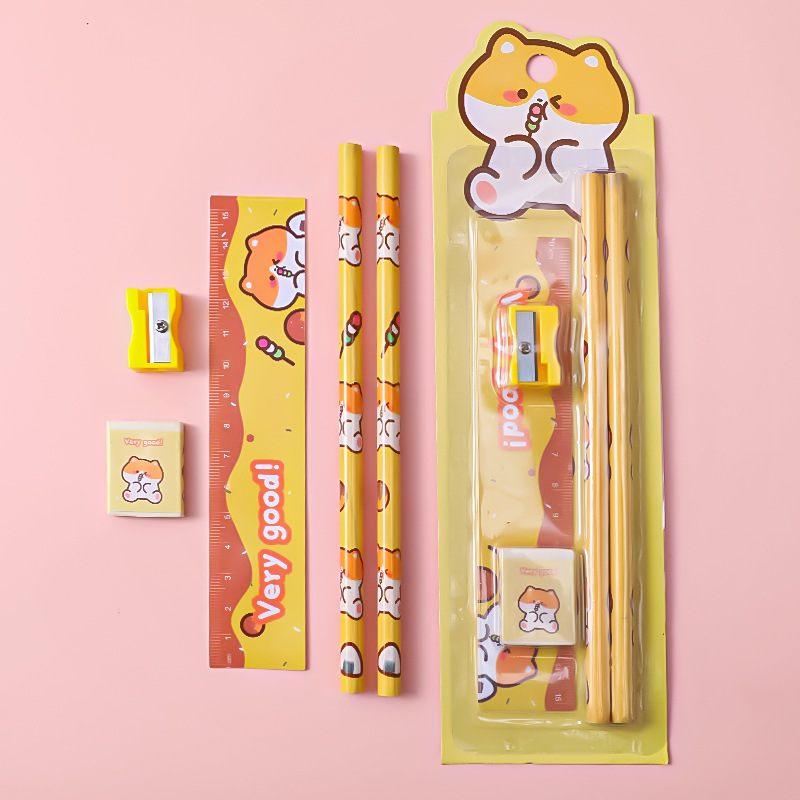 Picture of Cartoon Stationery Set Children's Cute Pencil 5-Piece Holiday Gift Kindergarten Prize Wholesale School Supplies